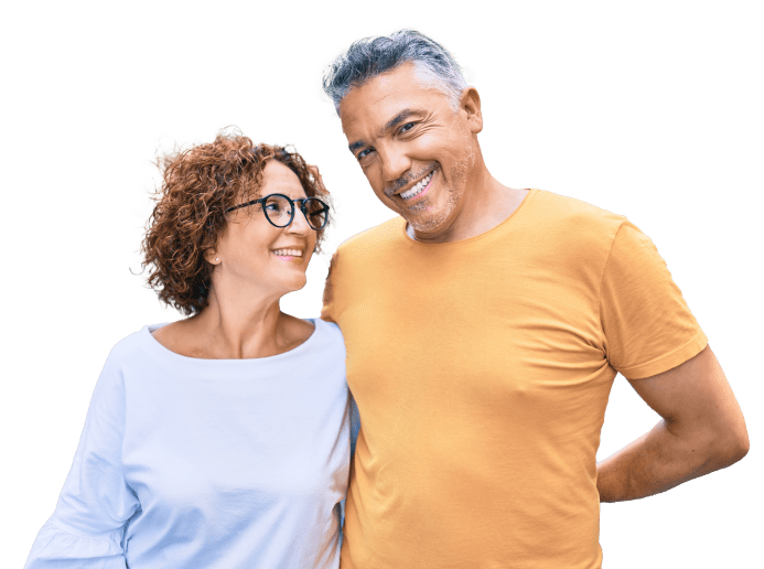 Retired interracial couple smiling